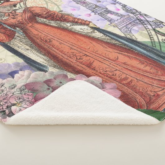 Victoriaans vrouw in rode kleurrijke Mode Sherpa Deken (3/4)