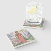 Victoriaans vrouw in rode kleurrijke Mode Stenen Onderzetter (Zijkant)