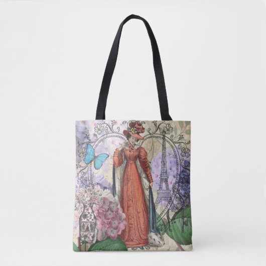 Victoriaans vrouw in rode kleurrijke Mode Tote Bag (Voorkant)