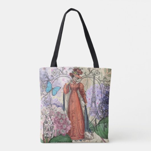 Victoriaans vrouw in rode kleurrijke Mode Tote Bag (Achterkant)