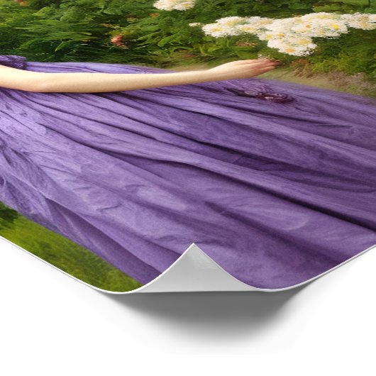 Victoriaans Vrouw in Tuin Poster (Hoek)