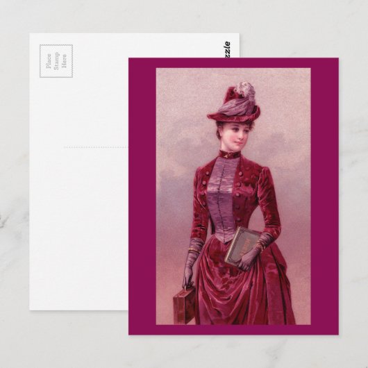 Victoriaans vrouw in Velvet Briefkaart (Voorkant / Achterkant)