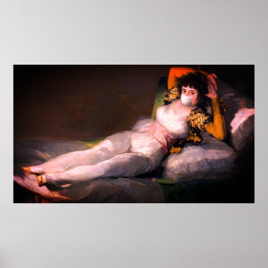 Victoriaans vrouw in virusmaskerrenaissenschilderi poster (Voorkant)