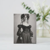 Victoriaans vrouw in zwart-wit briefkaart (Staand voorkant)