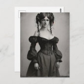 Victoriaans vrouw in zwart-wit briefkaart (Voorkant / Achterkant)