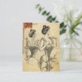 Victoriaans Vrouw Kleding in Korset Briefkaart (Staand voorkant)