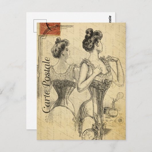 Victoriaans Vrouw Kleding in Korset Briefkaart (Voorkant / Achterkant)