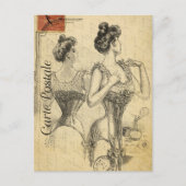 Victoriaans Vrouw Kleding in Korset Briefkaart (Voorkant)