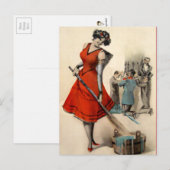  Victoriaans Vrouw Krampus Briefkaart (Voorkant / Achterkant)