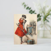  Victoriaans Vrouw Krampus Briefkaart (Staand voorkant)