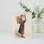  Victoriaans Vrouw Krampus Briefkaart (Staand voorkant)