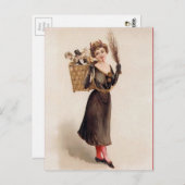  Victoriaans Vrouw Krampus Briefkaart (Voorkant / Achterkant)