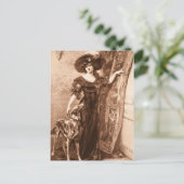  Victoriaans vrouw met de Sjabloon van Greyhound D Briefkaart (Staand voorkant)