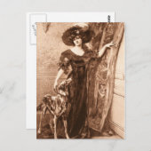  Victoriaans vrouw met de Sjabloon van Greyhound D Briefkaart (Voorkant / Achterkant)