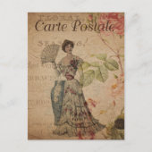  Victoriaans Vrouw met Fan Briefkaart (Voorkant)