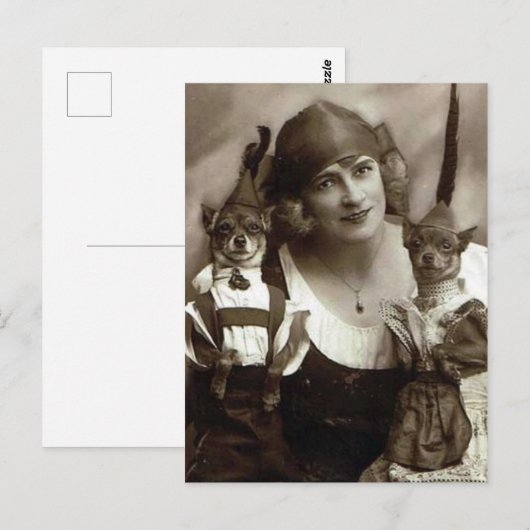 Victoriaans Vrouw met honden Briefkaart (Voorkant / Achterkant)