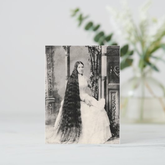 Victoriaans vrouw met lang haar briefkaart (Staand voorkant)