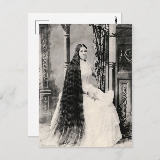 Victoriaans vrouw met lang haar briefkaart (Voorkant / Achterkant)