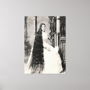 Victoriaans vrouw met lang haar canvas afdruk