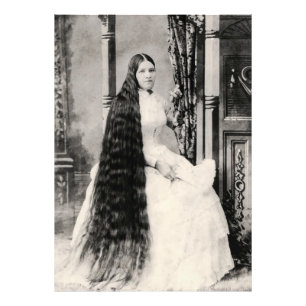 Victoriaans vrouw met lang haar foto afdruk