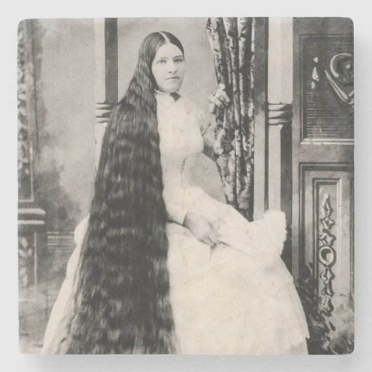 Victoriaans vrouw met lang haar stenen onderzetter (Voorkant)