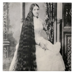 Victoriaans vrouw met lang haar tegeltje