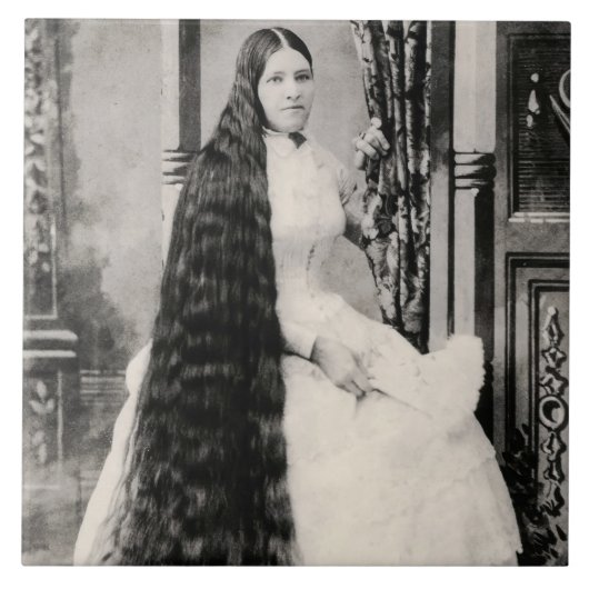 Victoriaans vrouw met lang haar tegeltje (Voorkant)
