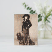  Victoriaans vrouw met poedel Sjabloon Honden Briefkaart (Staand voorkant)