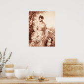  Victoriaans Vrouw met Rand Collie Dog Retro Poster (Keuken)