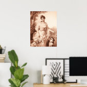  Victoriaans Vrouw met Rand Collie Dog Retro Poster (Thuiskantoor)