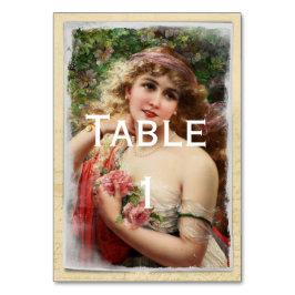 Victoriaans vrouw met roze rozen kaart