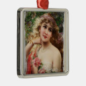 Victoriaans vrouw met roze rozen Ornament (Rechts)