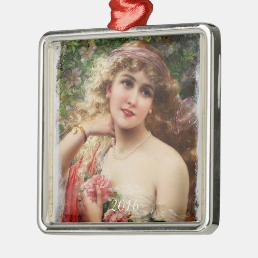 Victoriaans vrouw met roze rozen Ornament (Links)