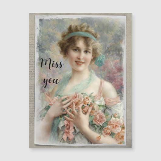 Victoriaans vrouw met Rozen op gedifferentieerde W (Voorkant)