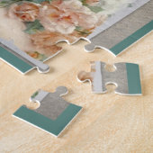 Victoriaans vrouw met Rozen op Waterverf achtergro Legpuzzel (Zijkant)