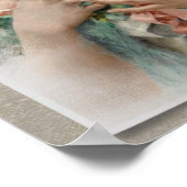 Victoriaans vrouw met Rozen op Waterverf achtergro Poster (Hoek)