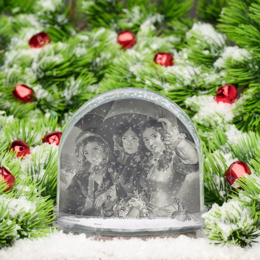 Victoriaans vrouw met Victoriaans paraplu's Sneeuwbol (Kerstmis)