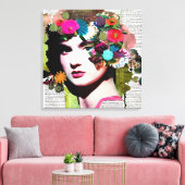 Victoriaans Vrouw Papier Collage Art Canvas Afdruk (Insitu (Woonkamer))