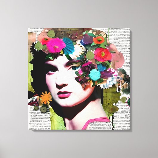 Victoriaans Vrouw Papier Collage Art Canvas Afdruk (Voorkant)
