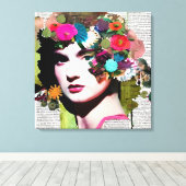 Victoriaans Vrouw Papier Collage Art Canvas Afdruk (Insitu (Houten vloer))