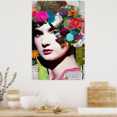 Victoriaans Vrouw Papier Collage Art Poster (Keuken)
