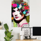 Victoriaans Vrouw Papier Collage Art Poster (Thuiskantoor)