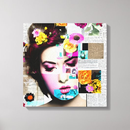Victoriaans Vrouw Papier Collage Effect Kunst Canvas Afdruk (Voorkant)