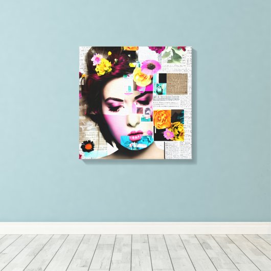 Victoriaans Vrouw Papier Collage Effect Kunst Canvas Afdruk (Insitu (Houten vloer))