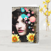 Victoriaans Vrouw Papier Collage | Grappige vriend Kaart (Gele Bloem)