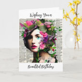 Victoriaans Vrouw Papier | Gefeliciteerd Kaart (Gele Bloem)