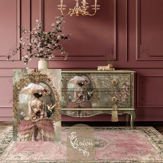 Victoriaans Vrouw Portret Terug  Barok Tissuepapier