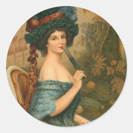 Victoriaans vrouw ronde sticker (Voorkant)