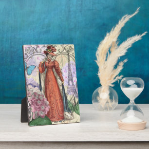 Victoriaans vrouw rood meisje classy kleurrijk fotoplaat