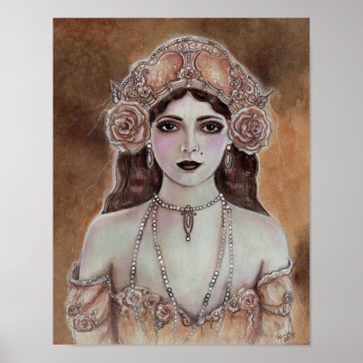 Victoriaans vrouw sepia kleurd poster door Renee (Voorkant)